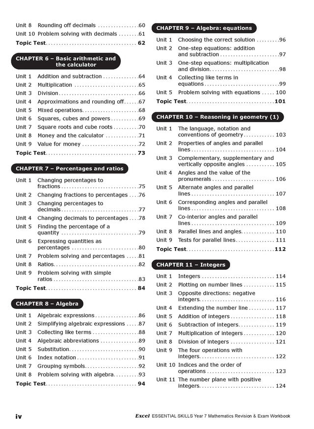 Excel Essential Skills - Mathematics Revision & Exam Workbook Year 7