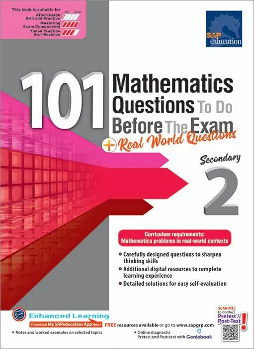 101 Maths Questions To Do Before the Exam + Real World Questions Secondary 2(Year 8) Ada's Book