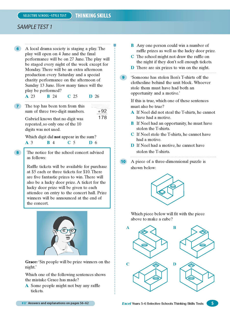 Excel Selective Schools Thinking Skills Tests Years 5-6