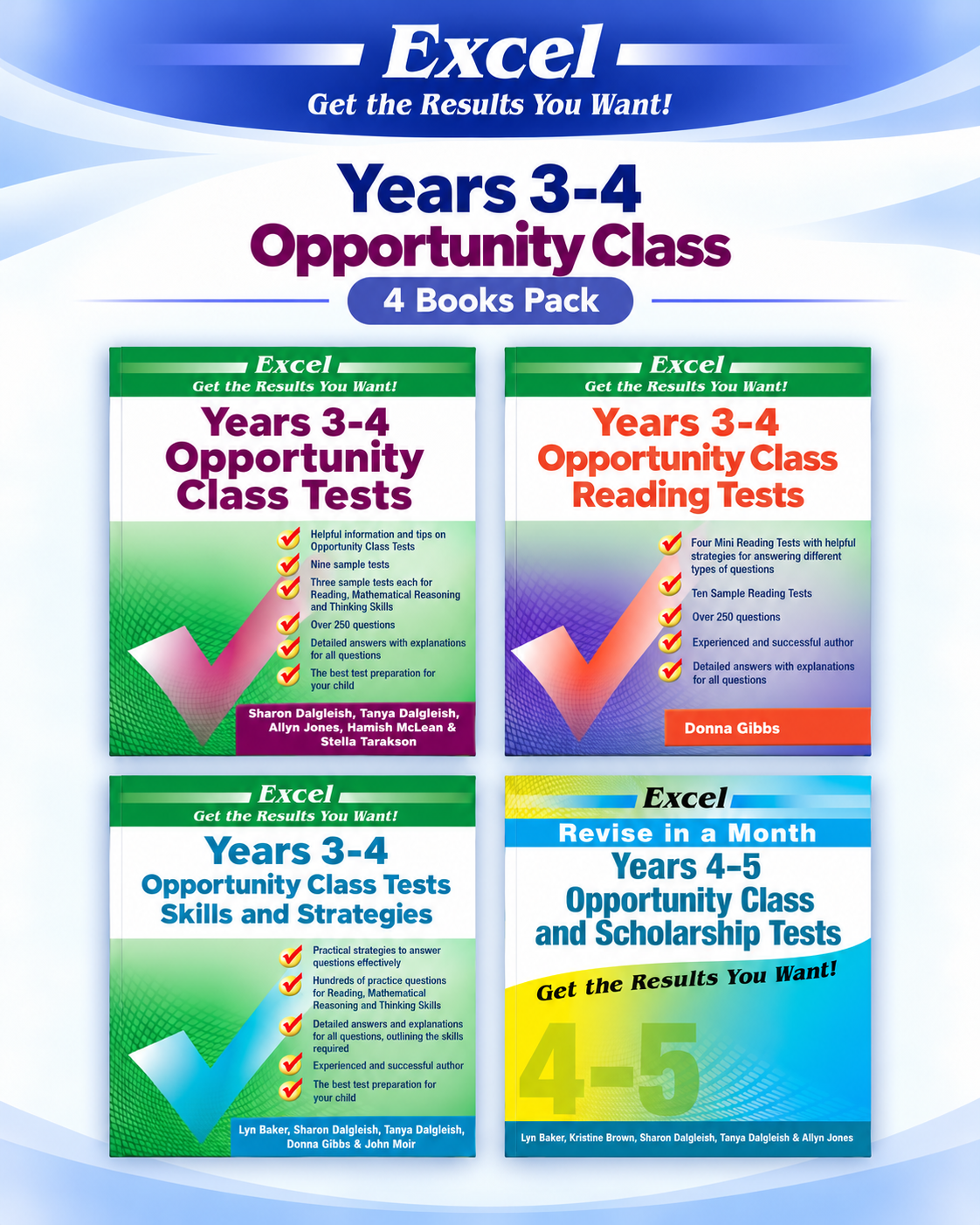 Excel Opportunity Class Preparation Book Pack (4 Books) | Years 3–4 + Years 4–5 Revision