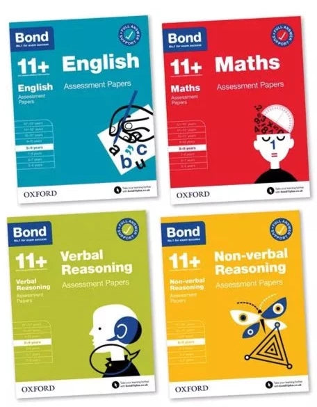 Bond 11+: English, Maths, Verbal & Non-verbal Reasoning Assessment Papers Bundle for 8-9 yrs(4 books)