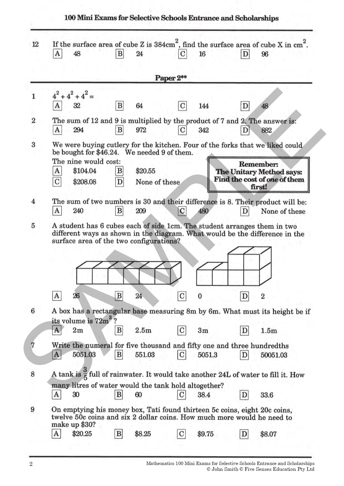 Mathematics: 100 Mini Exams for Selective Schools Entrance and Scholarships Year 5-8