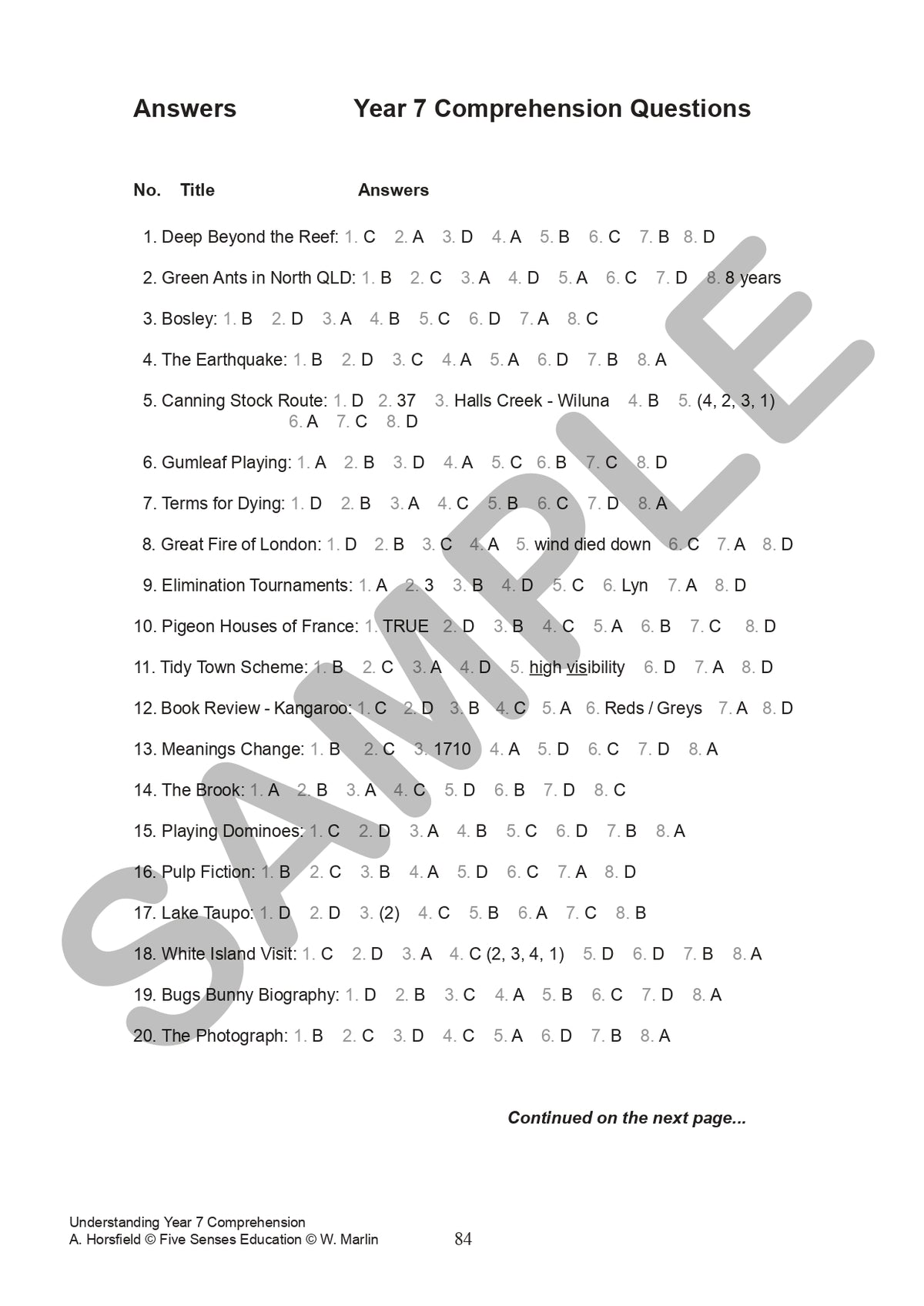 Understanding Year 7 Comprehension