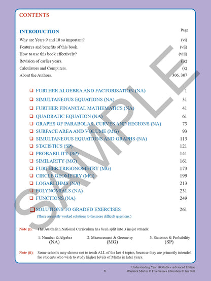 Understanding Year 10 Maths Advanced: Australian Curriculum Edition