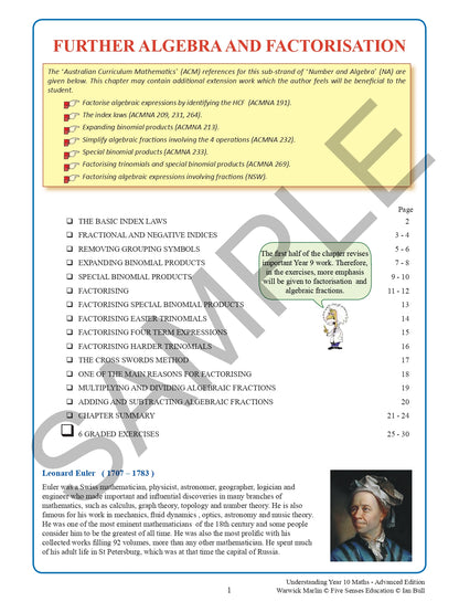 Understanding Year 10 Maths Advanced: Australian Curriculum Edition
