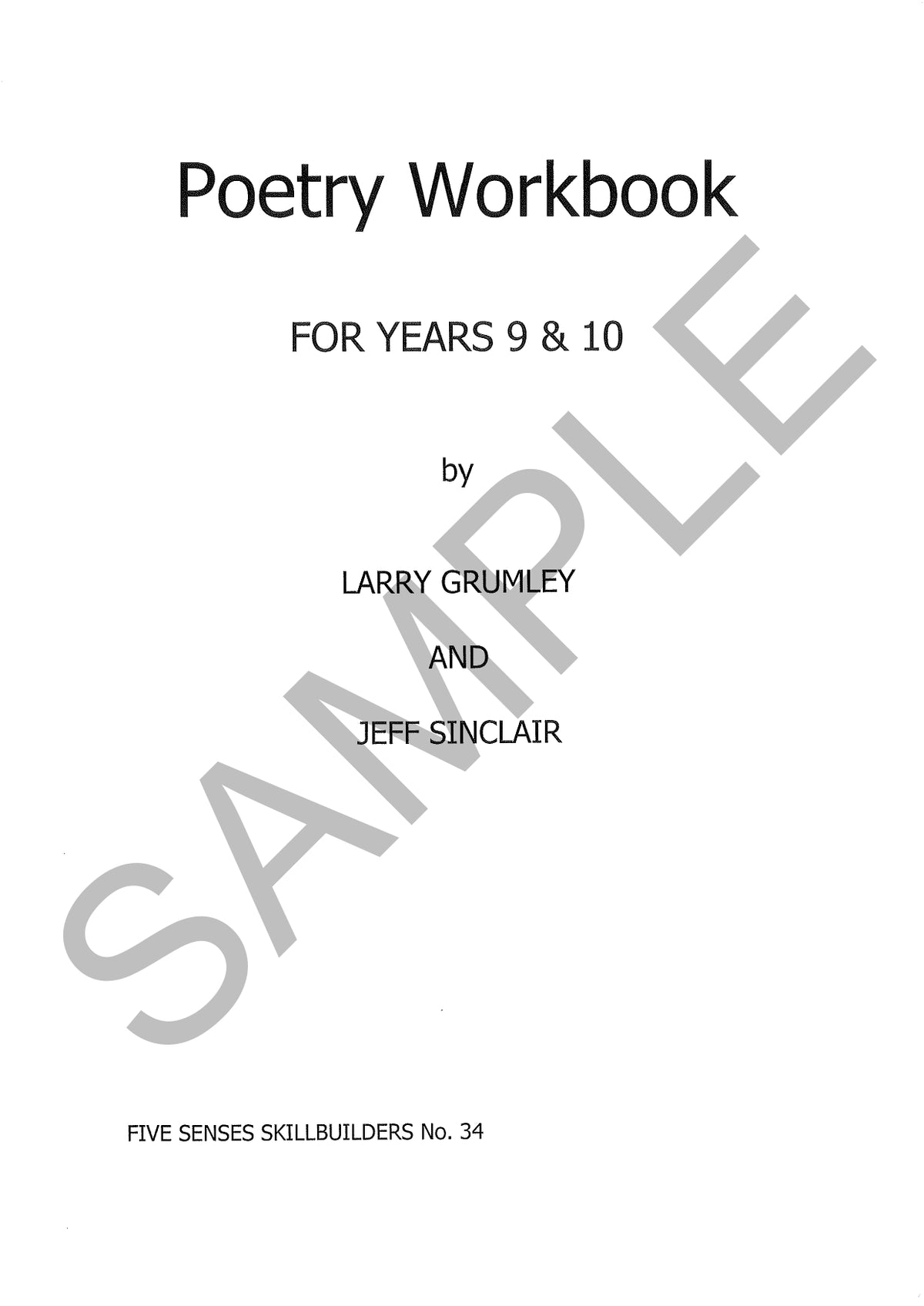 Poetry Workbook for Years 9 & 10