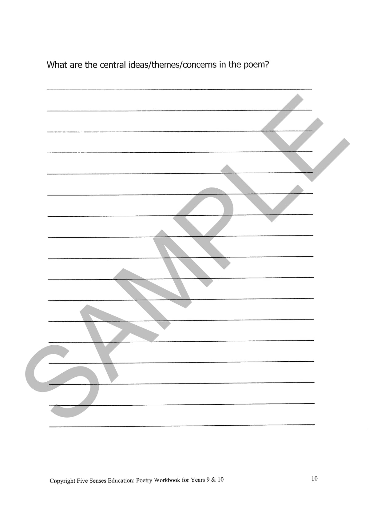 Poetry Workbook for Years 9 & 10