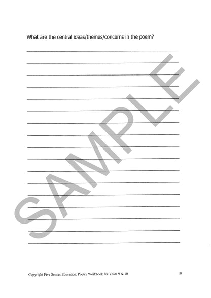 Poetry Workbook for Years 9 & 10