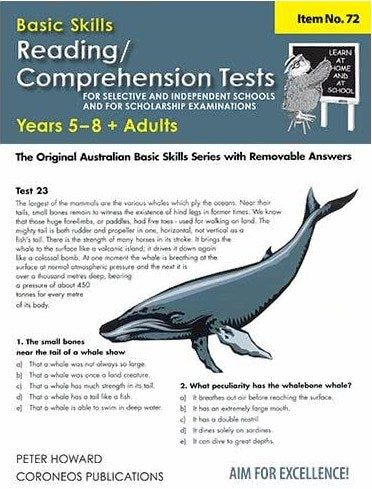 Basic Skills Reading / Comprehension Tests for Selective Schools and Scholarship Exams  No. 72-Year 5-8 Ada's Book