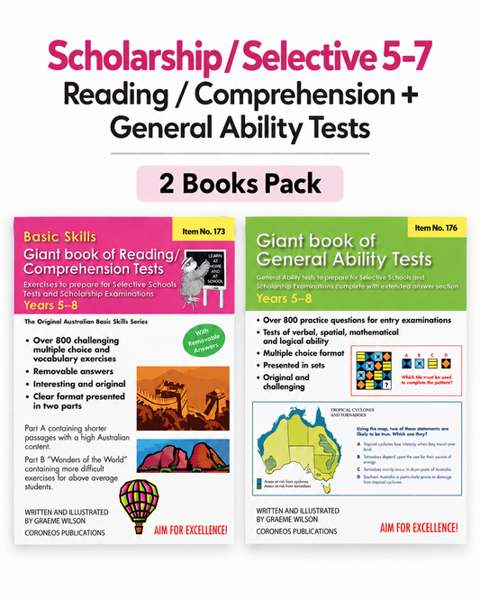 Basic Skills Giant Book of Reading & GA Tests Years 5 to 8 (2 books) Scholarship