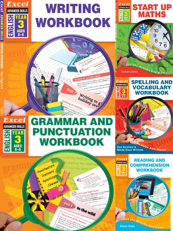 Excel Advanced Skills 5 Book Pack(Writing, Grammar, Maths, Spelling&Reading)-Year 3 Ada's Book