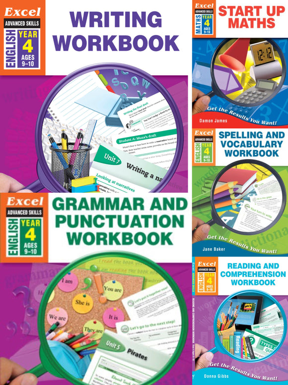 Excel Advanced Skills 5 Book Pack(Writing, Grammar, Maths, Spelling&Reading)-Year 4 Ada's Book