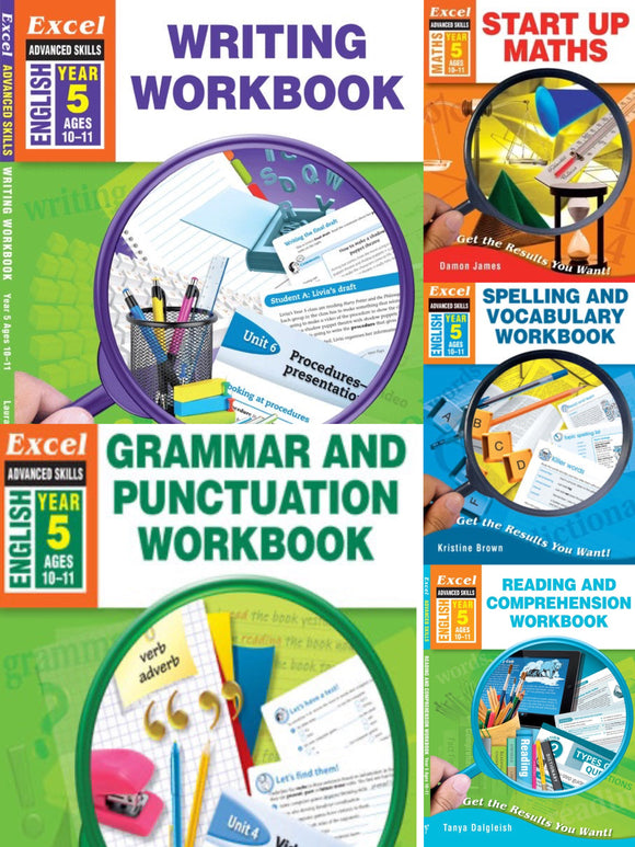 Excel Advanced Skills 5 Book Pack(Writing, Grammar, Maths, Spelling&Reading)-Year 5 Ada's Book