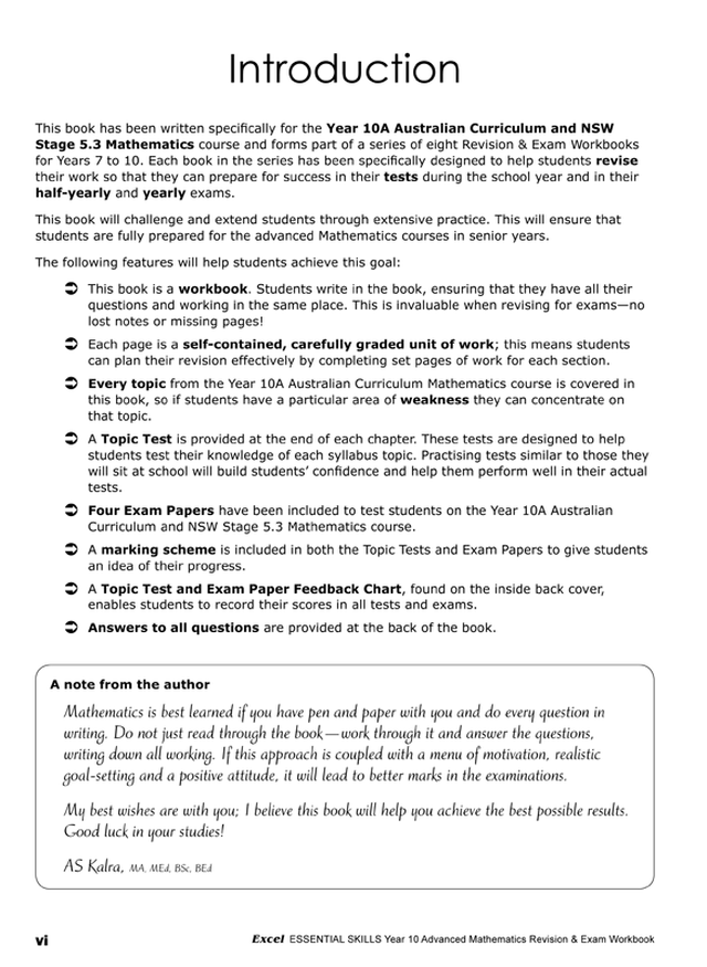 Excel Essential Skills - Advanced Mathematics Revision & Exam Workbook Year 10 Ada's Book