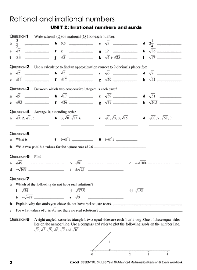 Excel Essential Skills - Advanced Mathematics Revision & Exam Workbook Year 10 Ada's Book