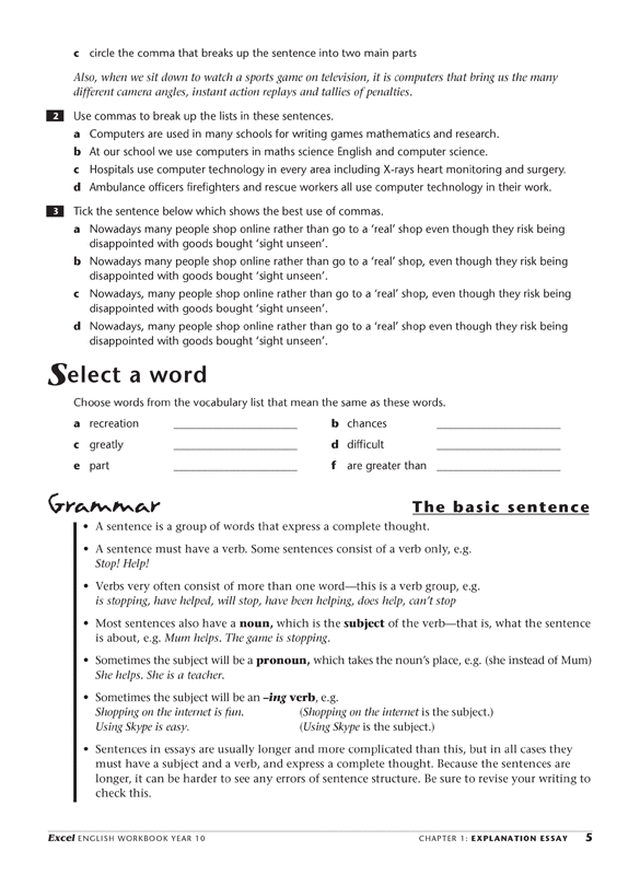 Excel Essential Skills - English Workbook Year 10 Ada's Book