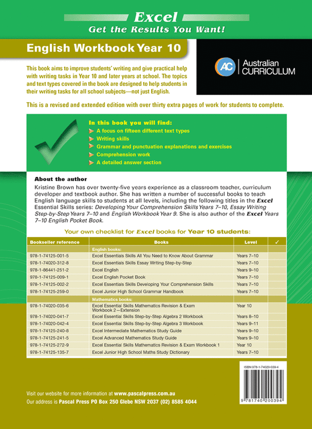 Excel Essential Skills - English Workbook Year 10 Ada's Book