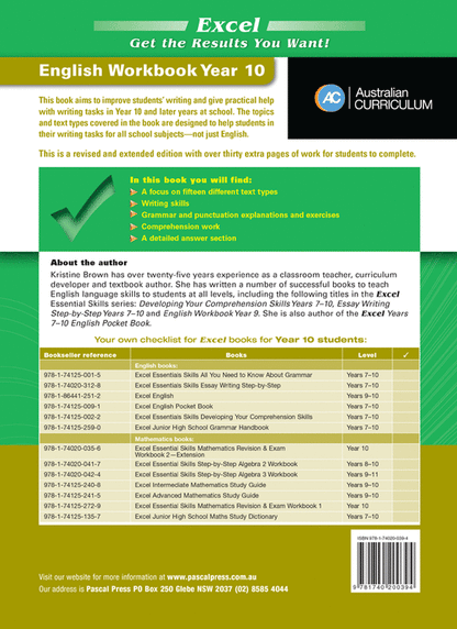 Excel Essential Skills - English Workbook Year 10 Ada's Book