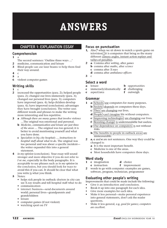 Excel Essential Skills - English Workbook Year 10 Ada's Book