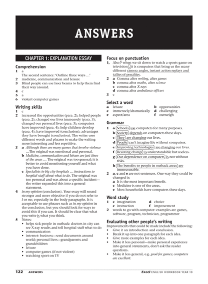 Excel Essential Skills - English Workbook Year 10 Ada's Book