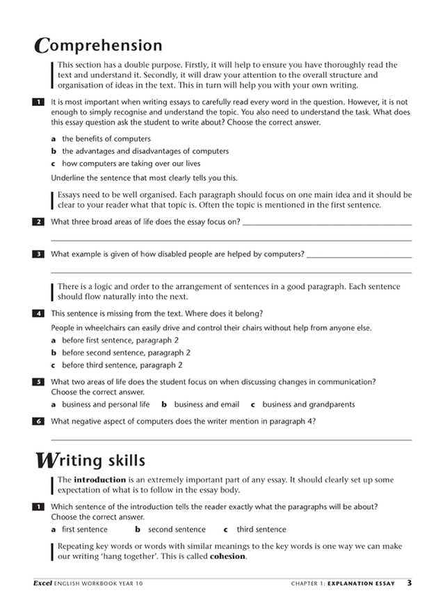 Excel Essential Skills - English Workbook Year 10 Ada's Book
