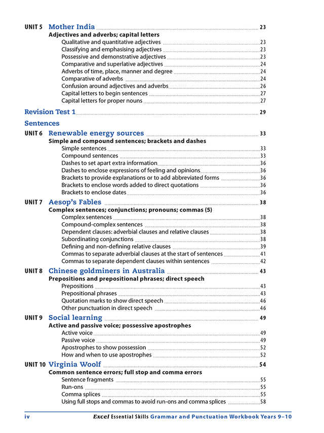 Excel Essential Skills - Grammar & Punctuation Workbook Years 9-10 Ada's Book
