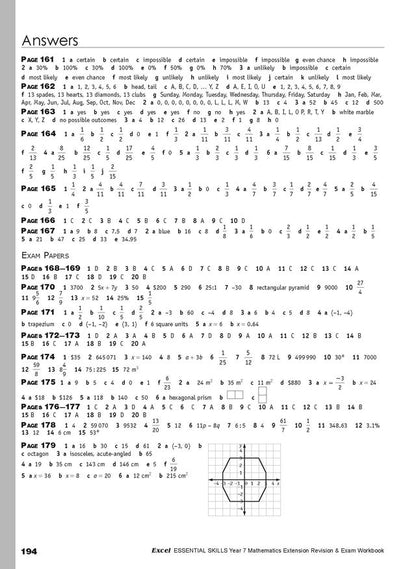 Excel Essential Skills - Mathematics Extension Revision & Exam Workbook Year 7 Ada's Book