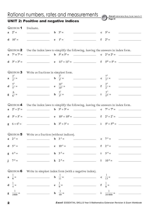 Excel Essential Skills - Mathematics Extension Revision & Exam Workbook Year 9 Ada's Book