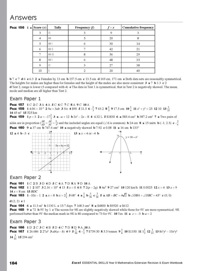 Excel Essential Skills - Mathematics Extension Revision & Exam Workbook Year 9 Ada's Book