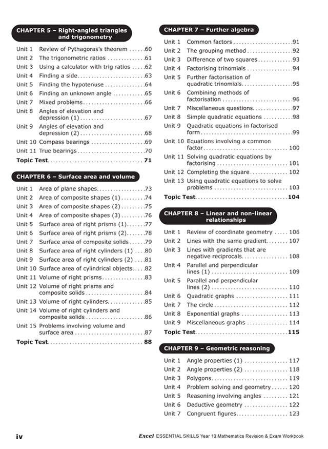 Excel Essential Skills - Mathematics Revision and Exam Workbook Year 10 Ada's Book