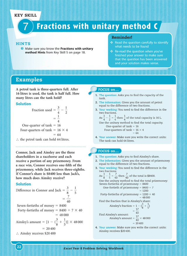 Excel Essential Skills - Problem Solving Workbook Year 8 Ada's Book