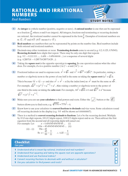 Excel SmartStudy - Advanced Mathematics Year 10 Ada's Book