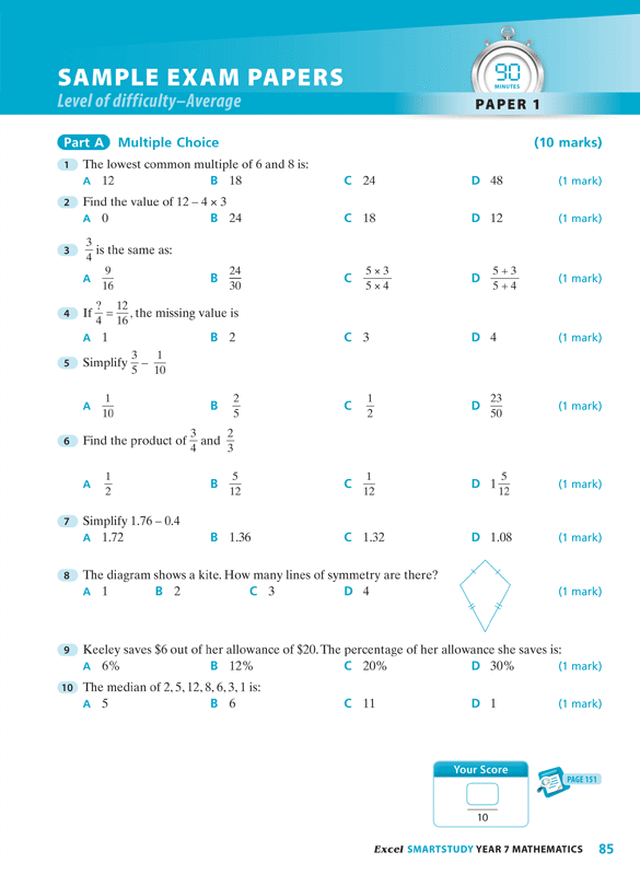 Excel SmartStudy - Mathematics Year 7 Ada's Book