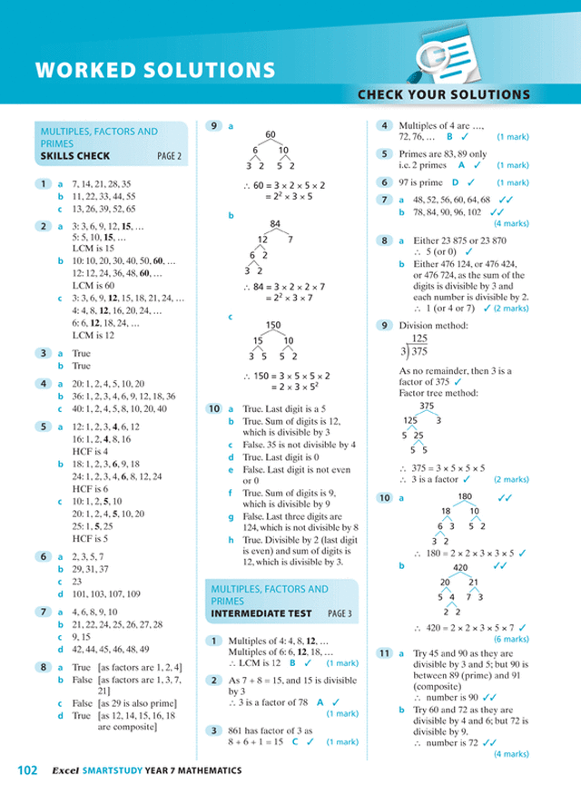 Excel SmartStudy - Mathematics Year 7 Ada's Book