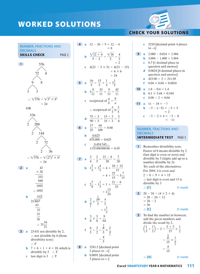 Excel SmartStudy - Mathematics Year 8 Ada's Book