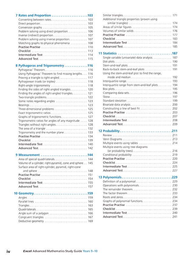 Excel Study Guide - Advanced Mathematics Years 9-10 Ada's Book